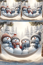 Wall Art Poster / Greeting Card / Sticker Sheet – Snowmen on a Hammock Collage Cat. No. 389