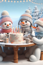 Wall Art Poster / Greeting Card / Sticker Sheet – Snowmen Full Birthday Cat. No. 402