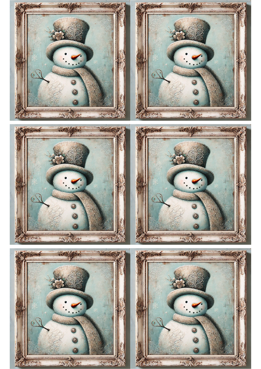 Sticker Sheet Snowman In Top Hat Collage Cat. No. 1742