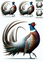 Wall Art Poster / Greeting Card / Sticker Sheet – Pheasant Collage Cat No. 1047