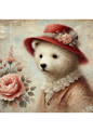 Klistremerkeark Teddybjørn Shabby Chic Helkatt Nr. 1757