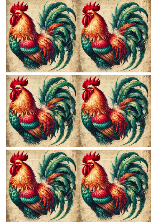 Sticker Sheet Colorful Rooster Collage Cat. No. 1758