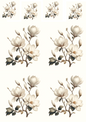 Wall Art Poster / Greeting Card / Sticker Sheet – White Magnolias Cat No. 634