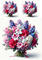 Wall Art Poster / Greeting Card / Sticker Sheet – Bouquet of Azaleas and Hyacinths Collage Cat No. 648