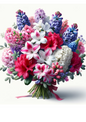 Wall Art Poster / Greeting Card / Sticker Sheet – Bouquet of Azaleas and Hyacinths Full Cat No. 649