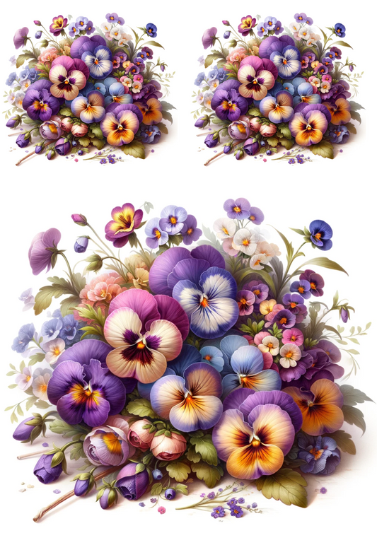 Sticker Sheet – Bouquet of Pansies Collage Cat No. 650