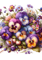 Klistremerkeark – Bukett med stemorsblomster Hel katalog nr. 651