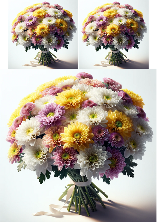 Sticker Sheet – Bouquet of Chrysanthemums Collage Cat No. 654