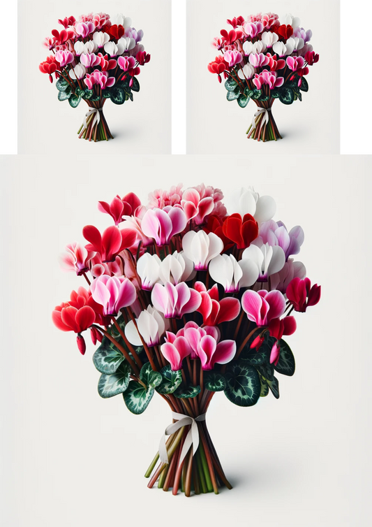 Sticker Sheet – Cyclamen Bouquet Collage Cat No. 656