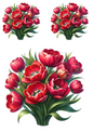 Wall Art Poster / Greeting Card / Sticker Sheet – Bouquet of Red Tulips Collage Cat No. 658