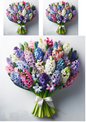 Wall Art Poster / Greeting Card / Sticker Sheet – Bouquet of Hyacinths Collage Cat No. 676