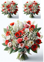 Wall Art Poster / Greeting Card / Sticker Sheet – Bouquet of Lilies of the Valley, Poppies, Roses Collage Cat No. 682