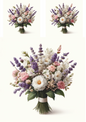 Wall Art Poster / Greeting Card / Sticker Sheet – Bouquet of Lavender Collage Cat No. 688