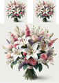 Wall Art Poster / Greeting Card / Sticker Sheet – Bouquet of Lilies, Lilies of the Valley Collage Cat No. 690