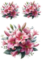 Stickerbogen – Strauß rosa Lilien Collage Kat. Nr. 694