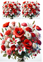 Stickerbogen – Strauß Mohnblumen, Rosen, Lilien Collage Kat. Nr. 700