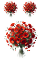 Wall Art Poster / Greeting Card / Sticker Sheet – Bouquet of Poppies Collage Cat No. 702