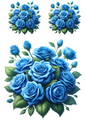 Wall Art Poster / Greeting Card / Sticker Sheet – Bouquet of Blue Roses Collage Cat No. 708