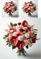 Stickerbogen – Rosenstrauß, Anthurium, Nelken Collage Kat. Nr. 714