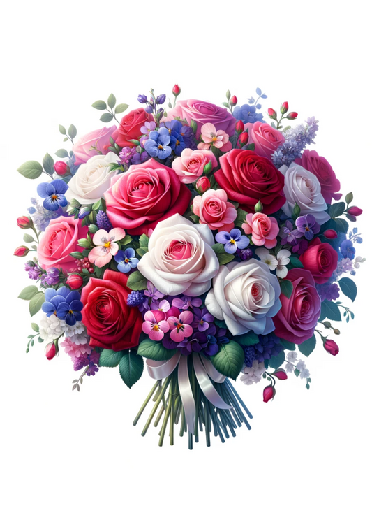 Sticker Sheet – Bouquet of Roses, Violets Full Cat No. 717