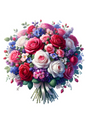 Wall Art Poster / Greeting Card / Sticker Sheet – Bouquet of Roses, Violets Full Cat No. 717