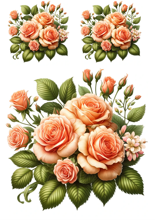 Sticker Sheet – Bouquet of Tea Roses Collage Cat No. 718
