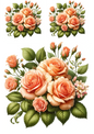 Wall Art Poster / Greeting Card / Sticker Sheet – Bouquet of Tea Roses Collage Cat No. 718