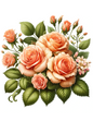 Wall Art Poster / Greeting Card / Sticker Sheet – Bouquet of Tea Roses Full Cat No. 719