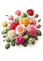 Wall Art Poster / Greeting Card / Sticker Sheet – Bouquet of Roses, Multicolored Full Cat No. 723