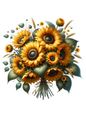 Wall Art Poster / Greeting Card / Sticker Sheet – Bouquet of Sunflowers Full Cat No. 725