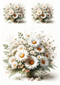 Wall Art Poster / Greeting Card / Sticker Sheet – Bouquet of Daisies Collage Cat No. 726