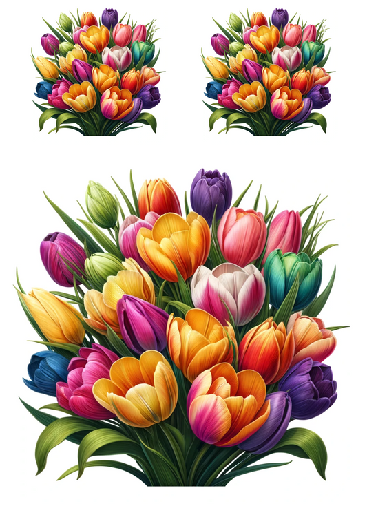 Sticker Sheet – Bouquet of Multicolored Tulips Collage Cat No. 730