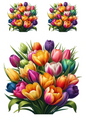 Wall Art Poster / Greeting Card / Sticker Sheet – Bouquet of Multicolored Tulips Collage Cat No. 730