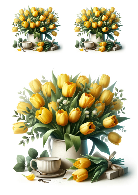 Sticker Sheet – Bouquet of Yellow Tulips Collage Cat No. 734