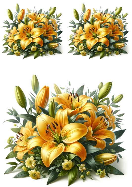 Sticker Sheet – Bouquet of Yellow Lilies Collage Cat No. 736