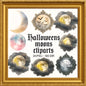 Halloween Moon Clipart – 24 PNG – Transparent – Watercolor Style – High Resolution – 300 DPI
