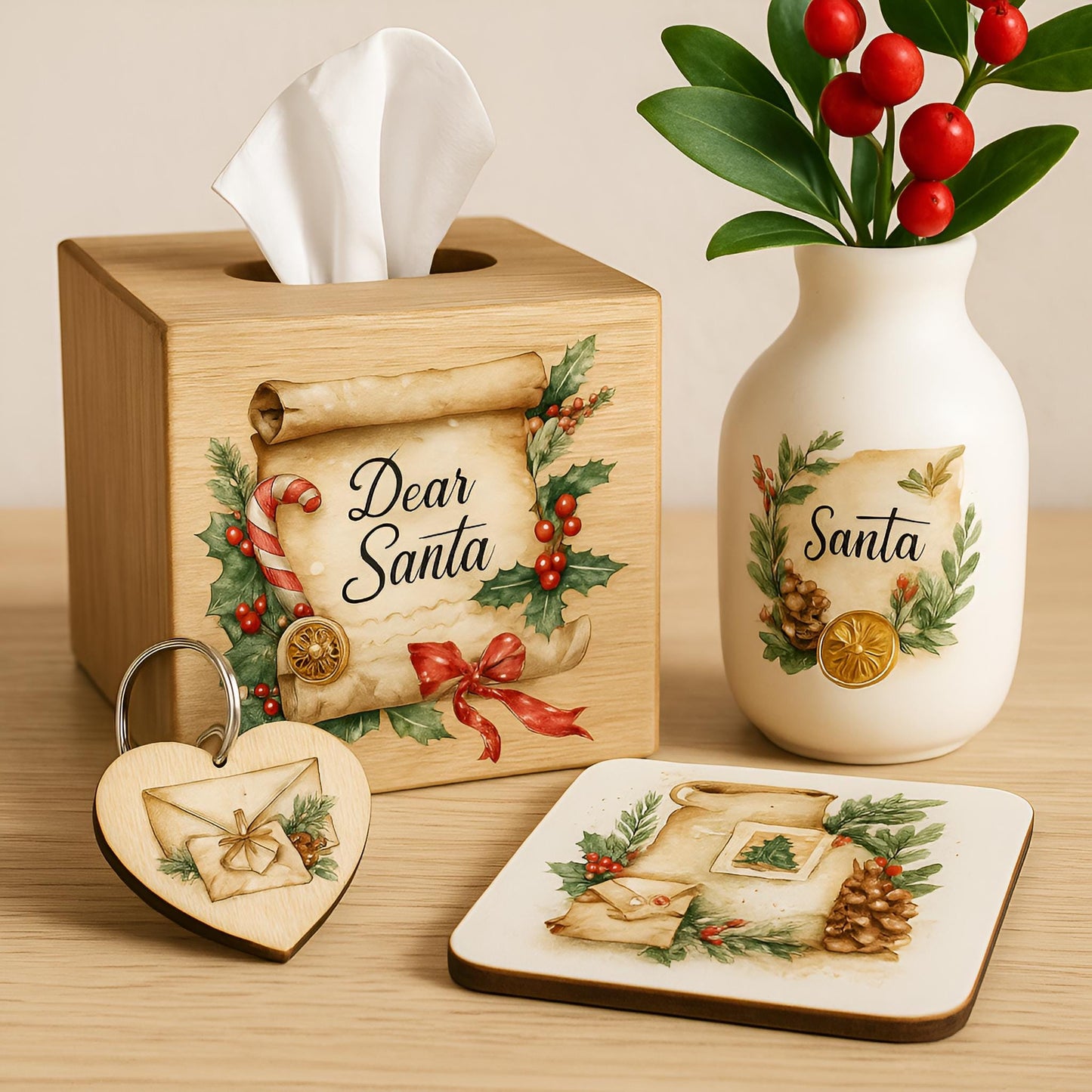 Watercolor Letters to Santa Clipart: 36 PNG Christmas Mail & Holiday Lettering (Digital Download)