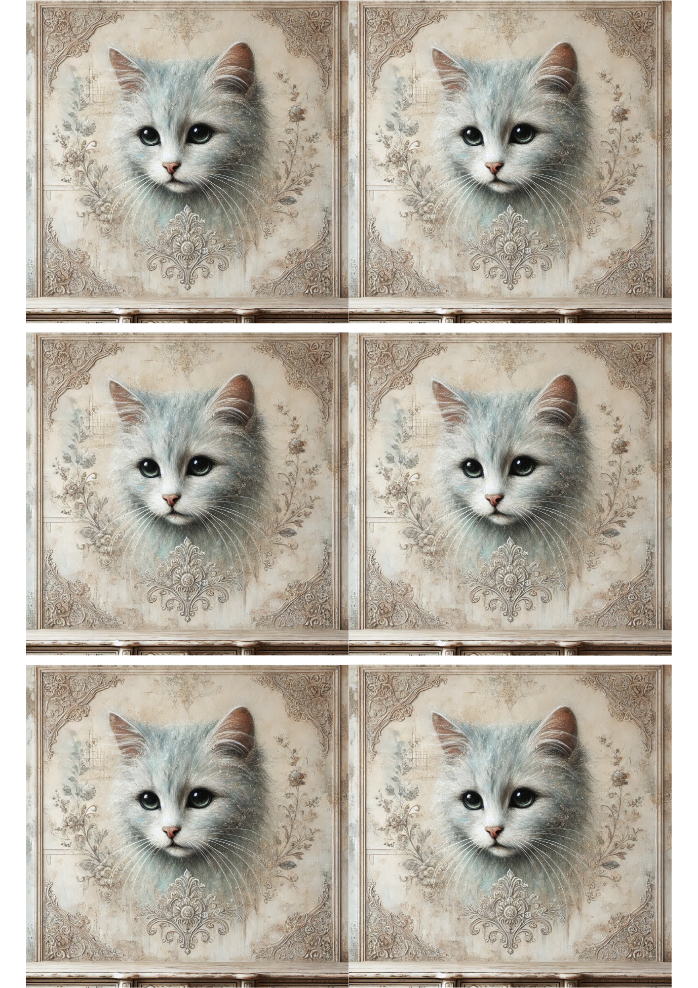 Sticker Sheet Cat Shabby Chic Collage Cat. No. 1783