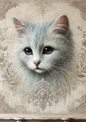 Klistremerkeark Katt Shabby Chic Helkatt Nr. 1784