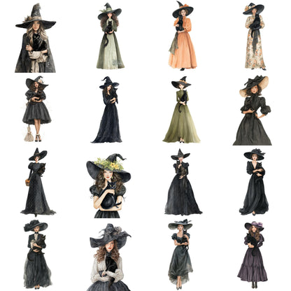 Witches Clipart Bundle – 160 PNG – Halloween Witch Elements – Transparent Background – High Resolution