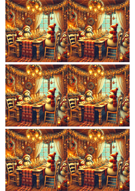 Sticker Sheet – Snowmen Are Eating Christmas Dinner Collage Cat. No. 2745