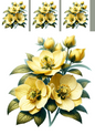 Wall Art Poster / Greeting Card / Sticker Sheet – Yellow Hellebores Collage Cat No. 1023
