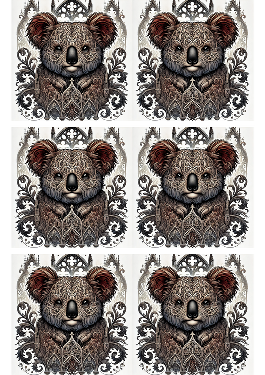 Sticker Sheet Coala Bear Gothic Style Collage Cat. No. 1704