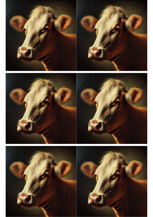 Sticker Sheet Cow In The Style Of Rembrandt Collage Cat. No. 1801