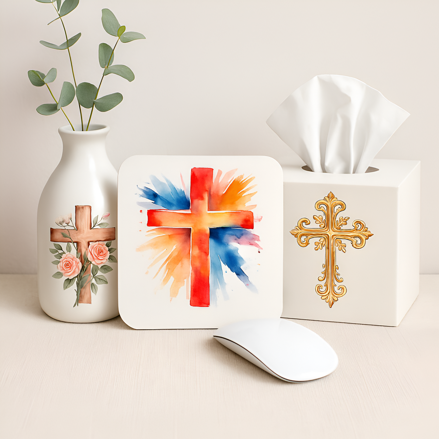 Watercolor Christian Crosses Clipart Set: 48 PNG Designs with Transparent Background (Digital Download)