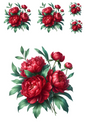 Wall Art Poster / Greeting Card / Sticker Sheet – Red Peonies Collage Cat No. 1025