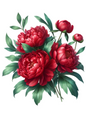 Wall Art Poster / Greeting Card / Sticker Sheet – Red Peonies Full Cat No. 1026