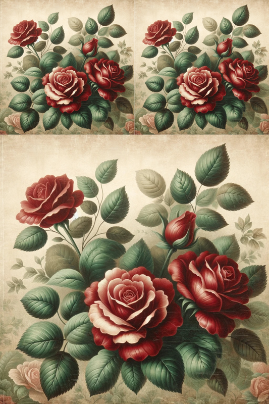 Sticker Sheet Red Roses Vinatge Cat. No. 21