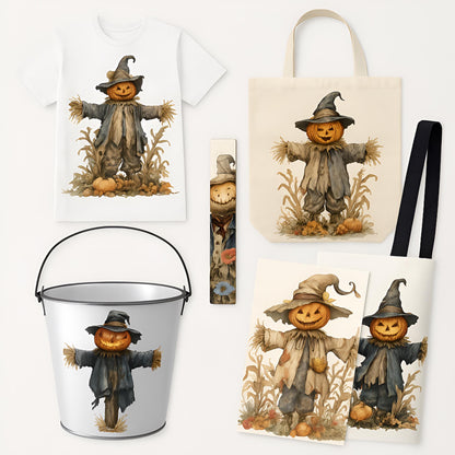 Halloween Scarecrow Clipart Set – 16 PNG – Transparent – Watercolor – High Resolution 300 DPI