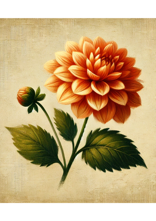 Sticker Sheet – Dahlia Flower On Orange Background Full Cat. No. 2976